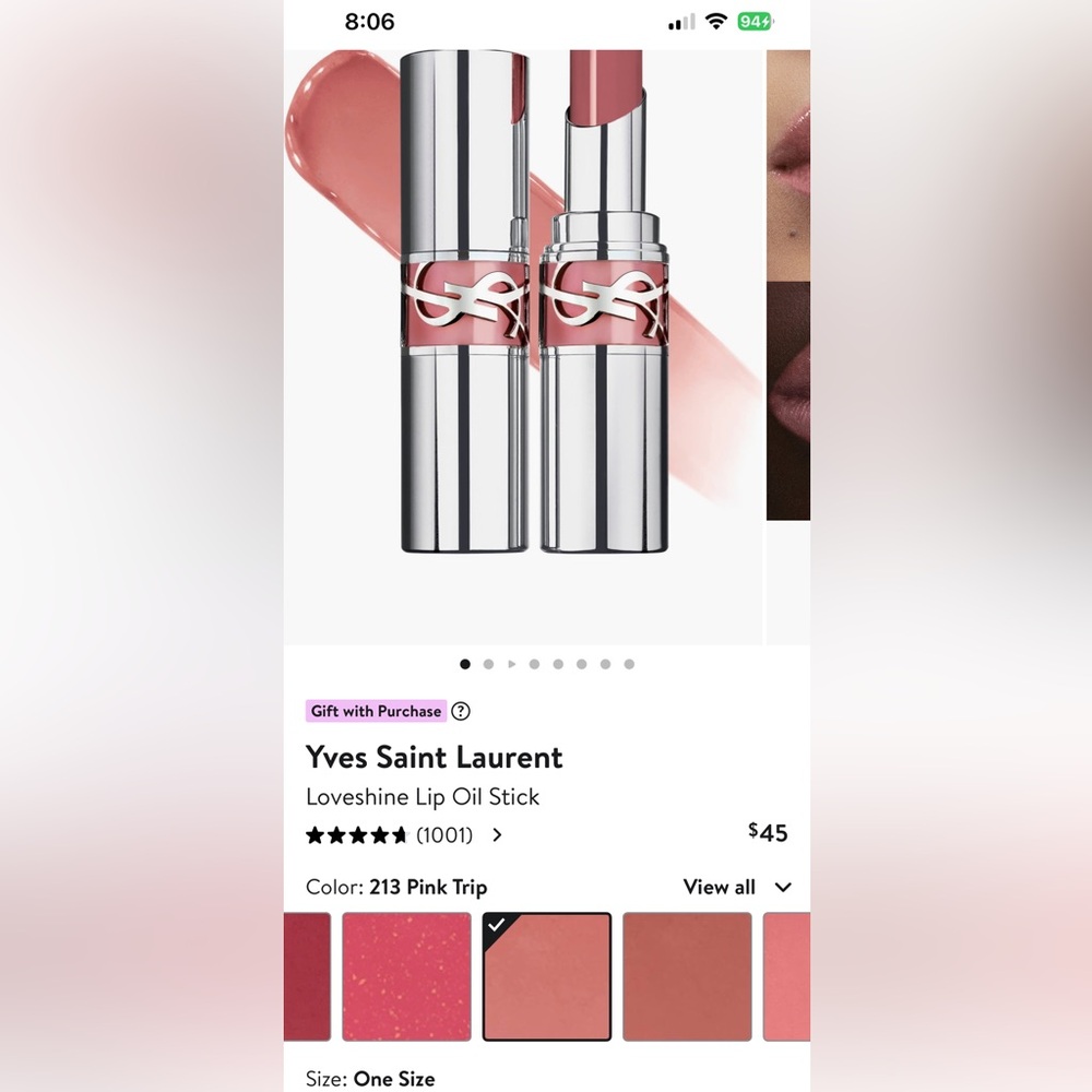 Yves Saint Laurent Loveshine Lip Oil Stick-Iconic Lip Color213 Pink Trip NWOT$45 - Picture 3 of 15